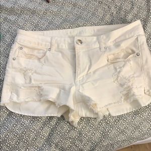White jean shorts.